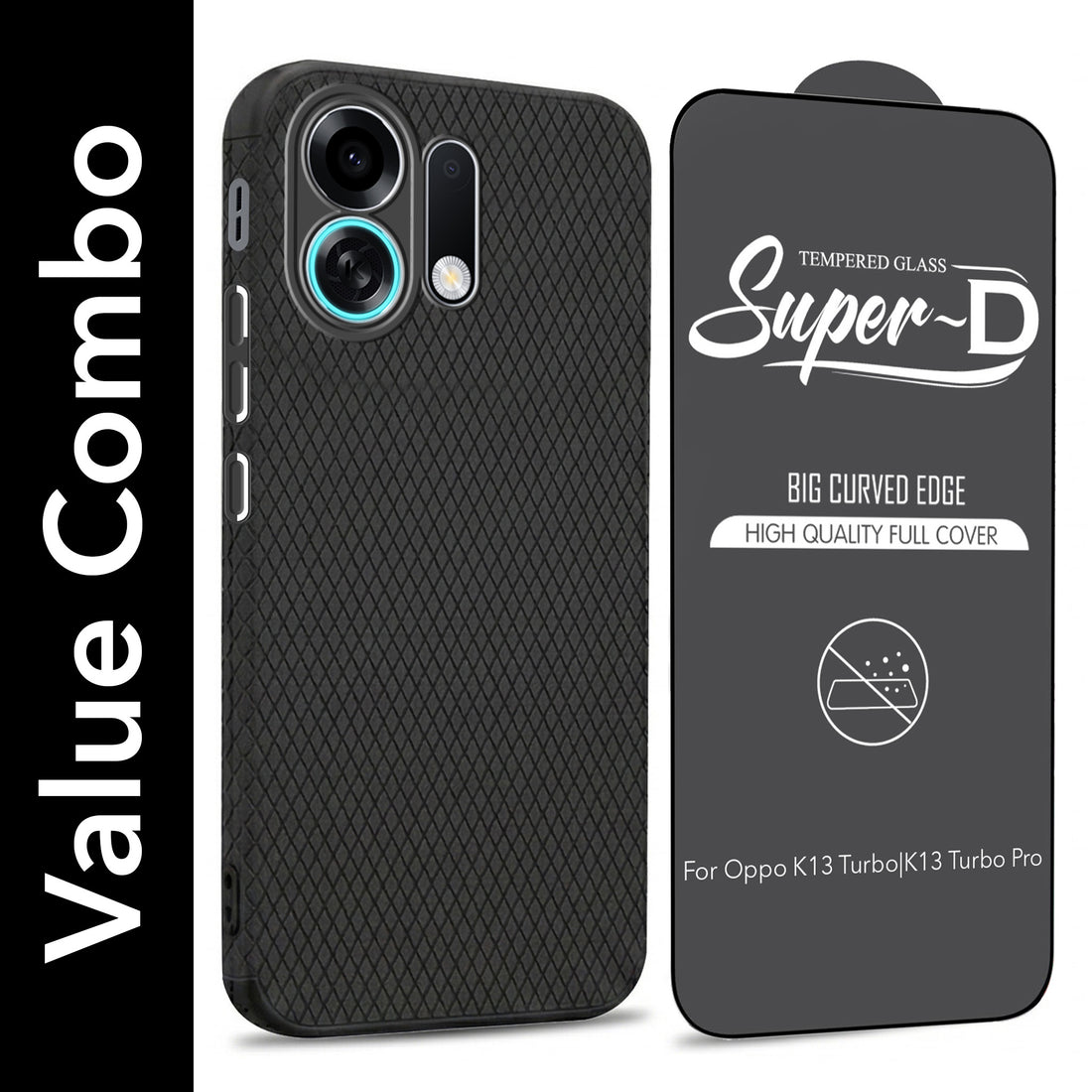 For Oppo K13 Turbo | Oppo K13 Turbo Pro Combo with Back Cover and 9H Tempered Glass (Liquid Silicone | Camera Protection | Oleophobic Coating Screen Glass)