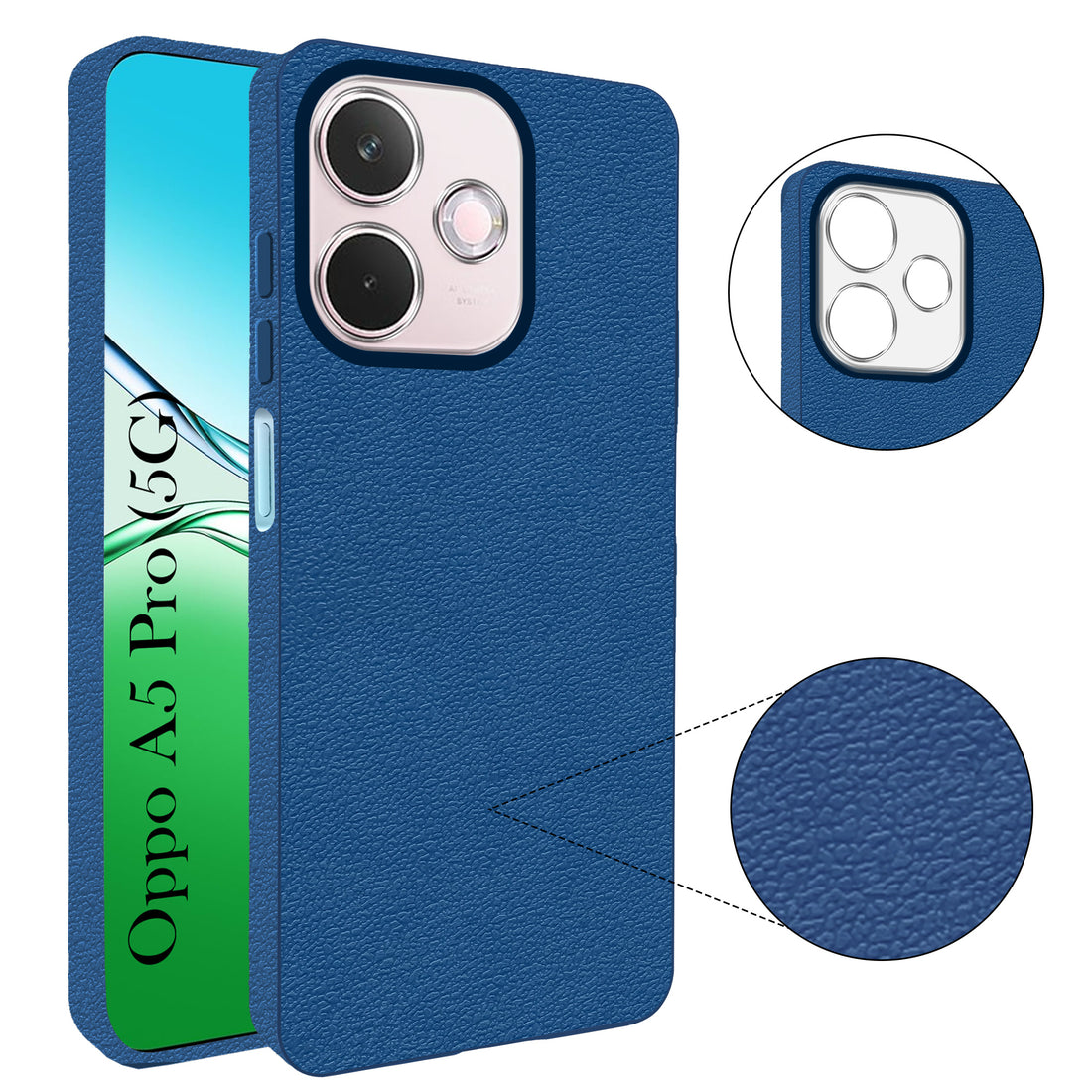 For Oppo A5 Pro Back Cover Case (Glass Like Camera Protection | Leather Feel | Minimalist Professional Grip)