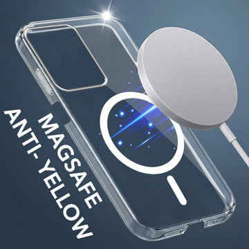 For Poco M6 5G Back Cover Case Lifetime Anti-Yellow MagSafe Compatible Clear (Sleek Hard Crystal | Shockproof and Camera Protection)