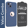 For Apple iPhone 13 Combo with Back Cover and 9H Tempered Glass (Liquid Silicone | Camera Protection | Oleophobic Coating Screen Glass)