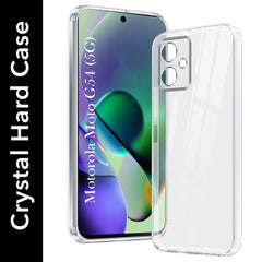 For Motorola Moto G54 Back Cover Case (Hybrid Crystal Panel with Side Soft PU | Camera Protection | HD Clear Shockproof)