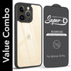 For Apple iPhone 14 Pro Combo with Back Cover and 9H Tempered Glass (Lifetime Anti-Yellow | Crystal Clear Shockproof | Oleophobic Coating Screen Glass)