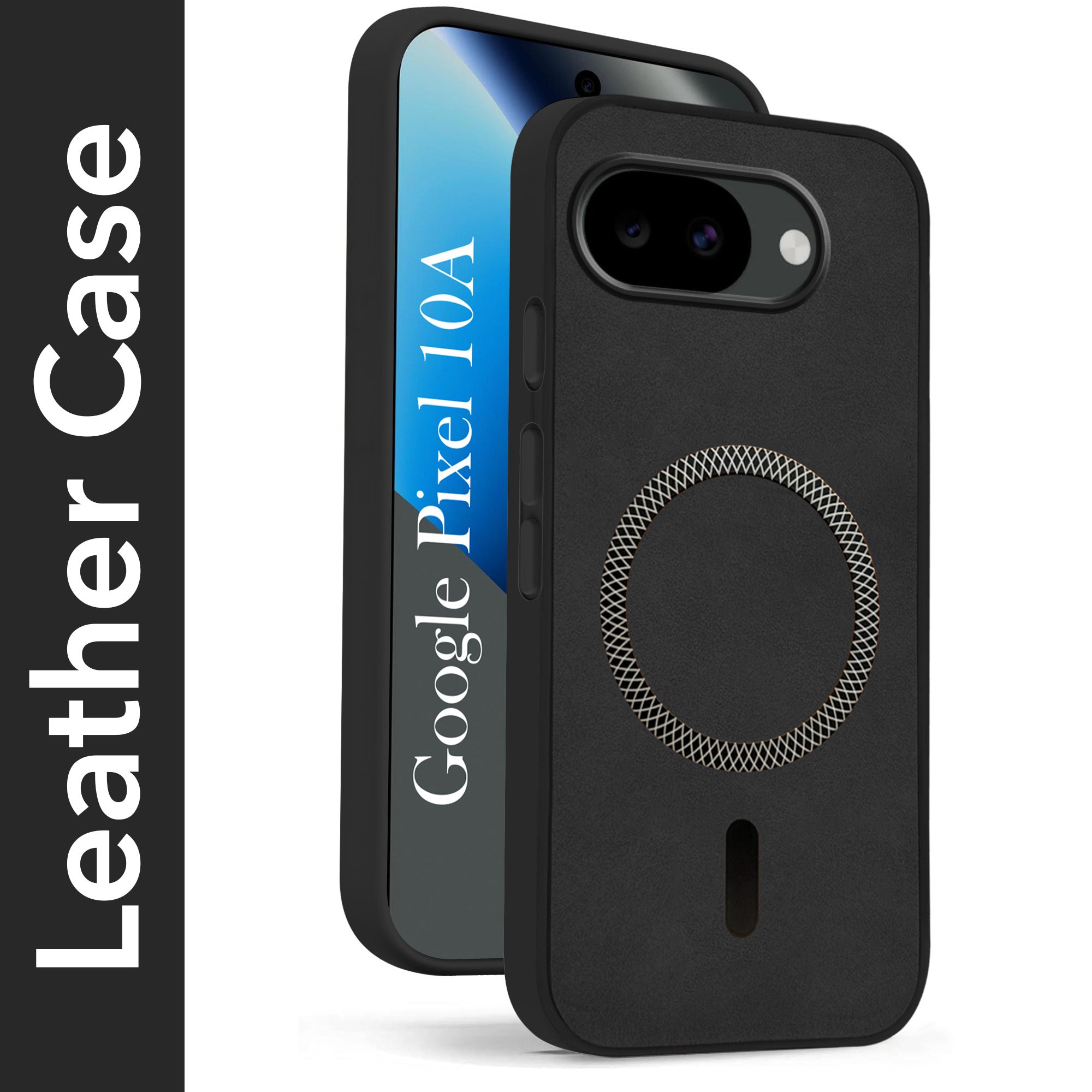 For Google Pixel 10a Back Cover Case Leather Finish (MagSafe Compatible Wireless Charging | Soft Touch | Camera Bump Protection)