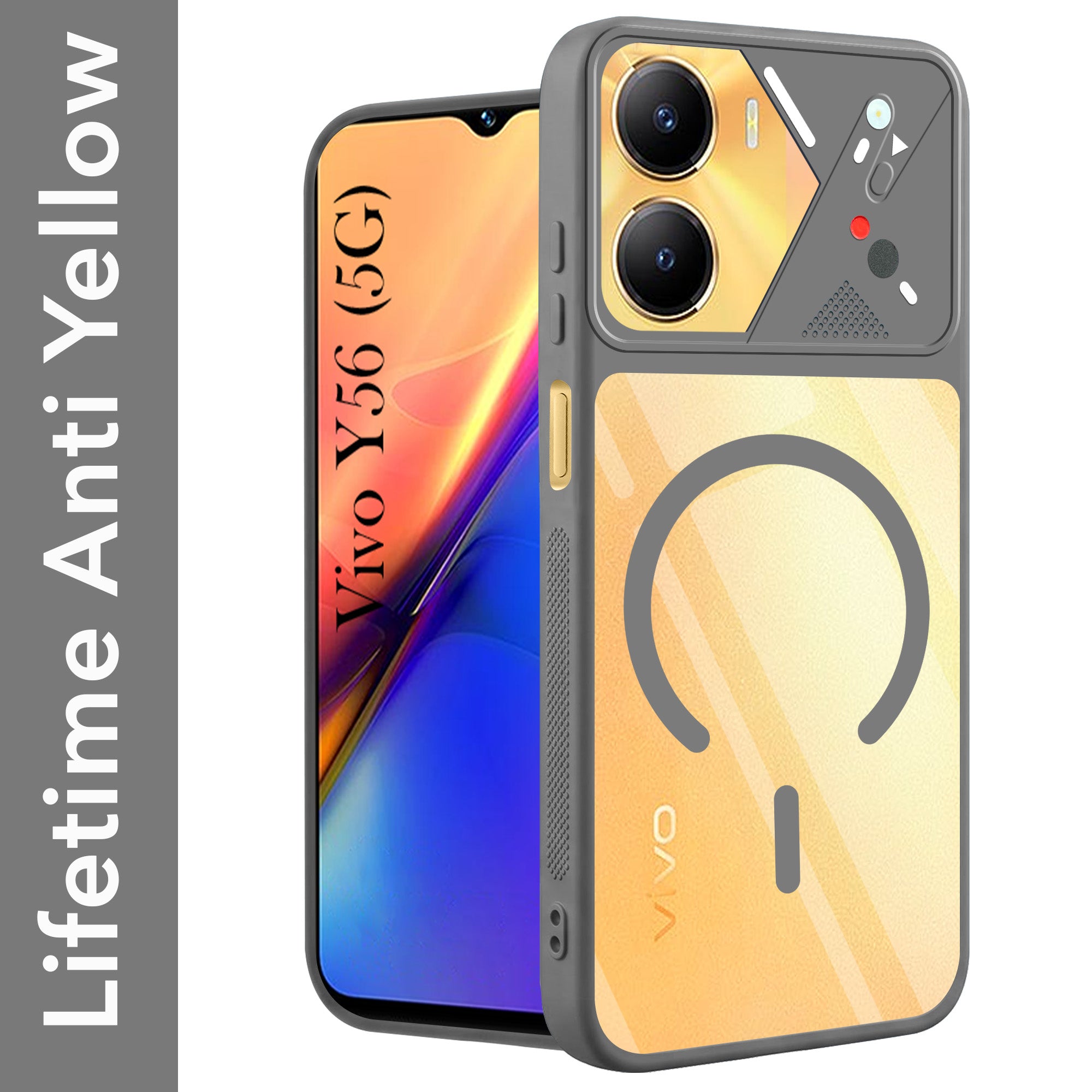 For Vivo Y56 5G Back Cover Case Lifetime Anti-Yellow Clear (Camera Protection | Side Grip | Wireless MagSafe Compatible)