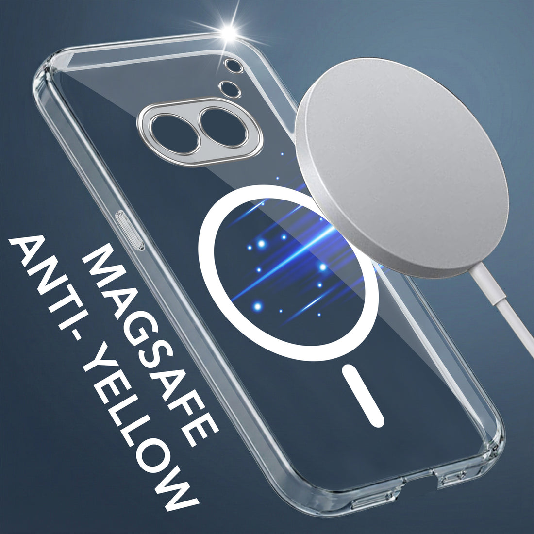 For Nothing Phone 2A 5G Back Cover Case Lifetime Anti-Yellow MagSafe Compatible Clear (Sleek Hard Crystal | Shockproof and Camera Protection)