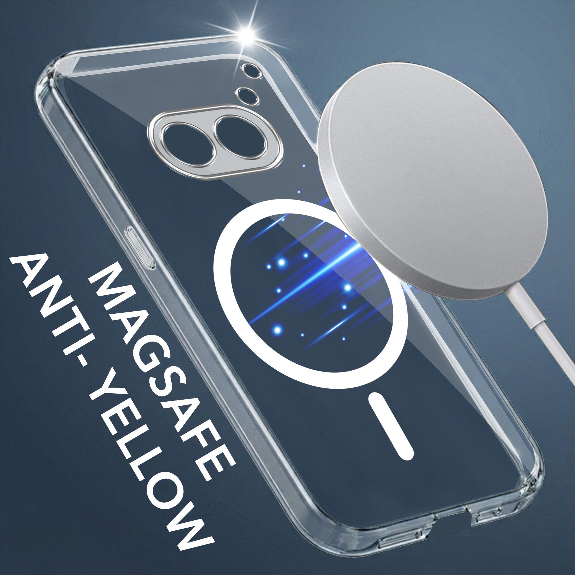 For Nothing Phone 2A 5G Back Cover Case Lifetime Anti-Yellow MagSafe Compatible Clear (Sleek Hard Crystal | Shockproof and Camera Protection)