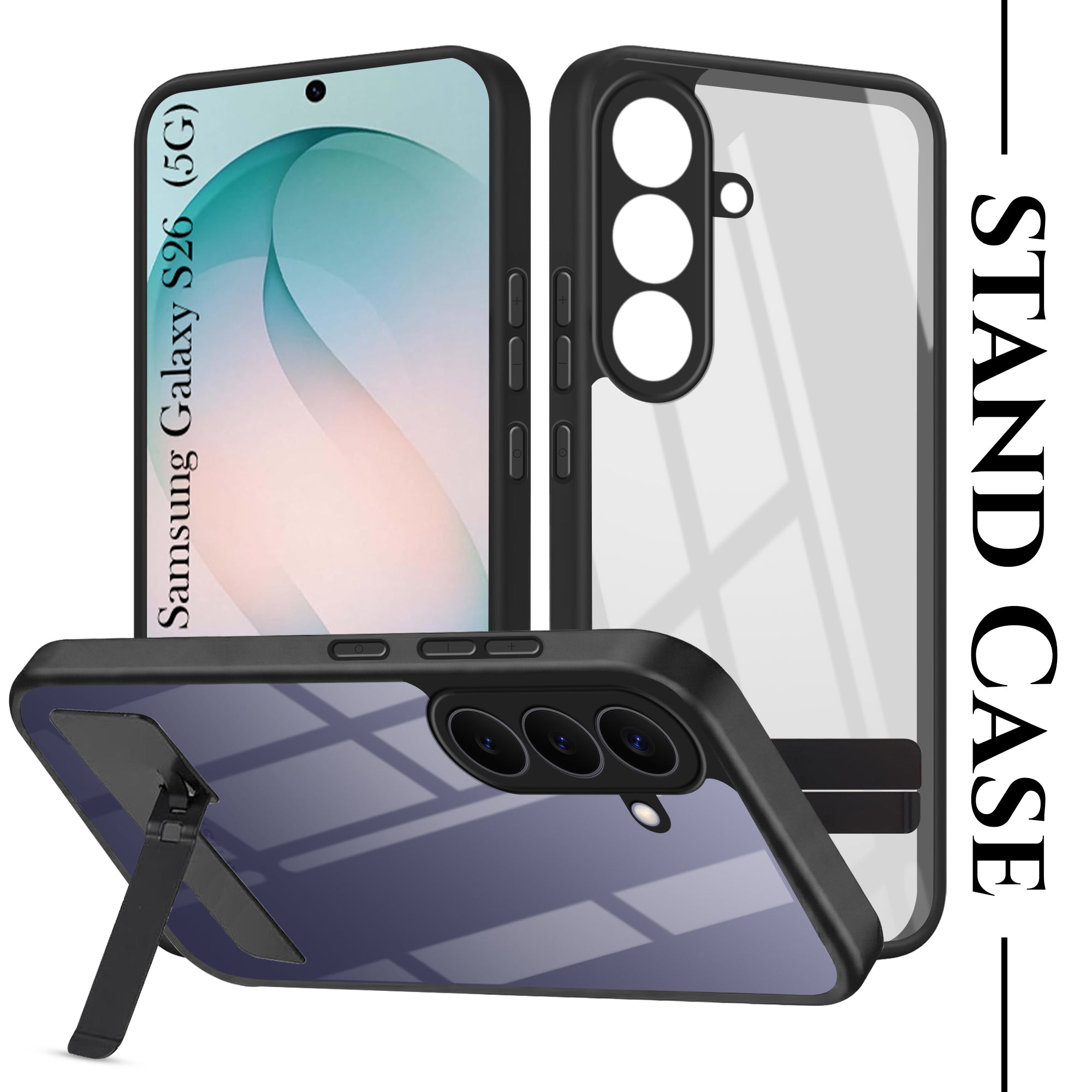 For Samsung Galaxy S26 5G Back Cover Case (Built-in Stand | Lifetime Anti Yellow | Kickstand Shockproof | Camera Protection | MagSafe Compatible)