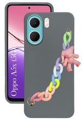 For Oppo A5X Back Cover Case ( Wrist Hanging Chain | Teddy Bracelet Charms | Dual Color Matte Finish | Full Camera Protection | Sleek and Professional)