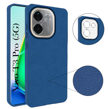 For Vivo T3 Pro Back Cover Case (Glass Like Camera Protection | Leather Feel | Minimalist Professional Grip)