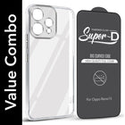 For Oppo Reno15 5G | Oppo Reno 15 5G Combo with Back Cover and 9H Tempered Glass (Lifetime Anti-Yellow | Sleek Hard Crystal | Oleophobic Coating Screen Glass)