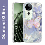 For Vivo T3 Ultra Back Cover Case (Luxury Floral Glitter Cute Butterfly | Diamond Studded Camera Bump | Girls & Women Design)