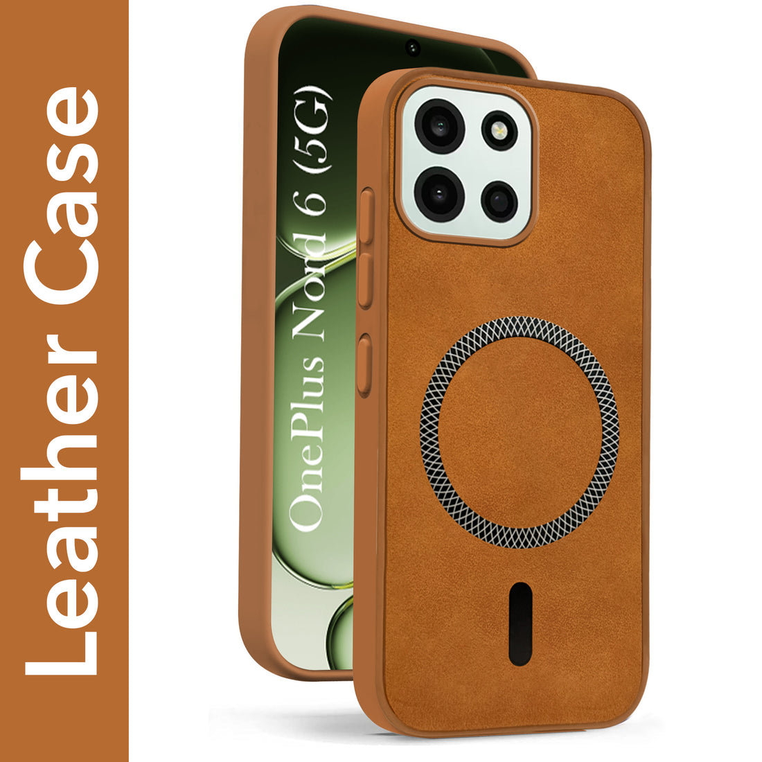 For OnePlus Nord 6 Back Cover Case Leather Finish (MagSafe Compatible Wireless Charging | Soft Touch | Camera Bump Protection)