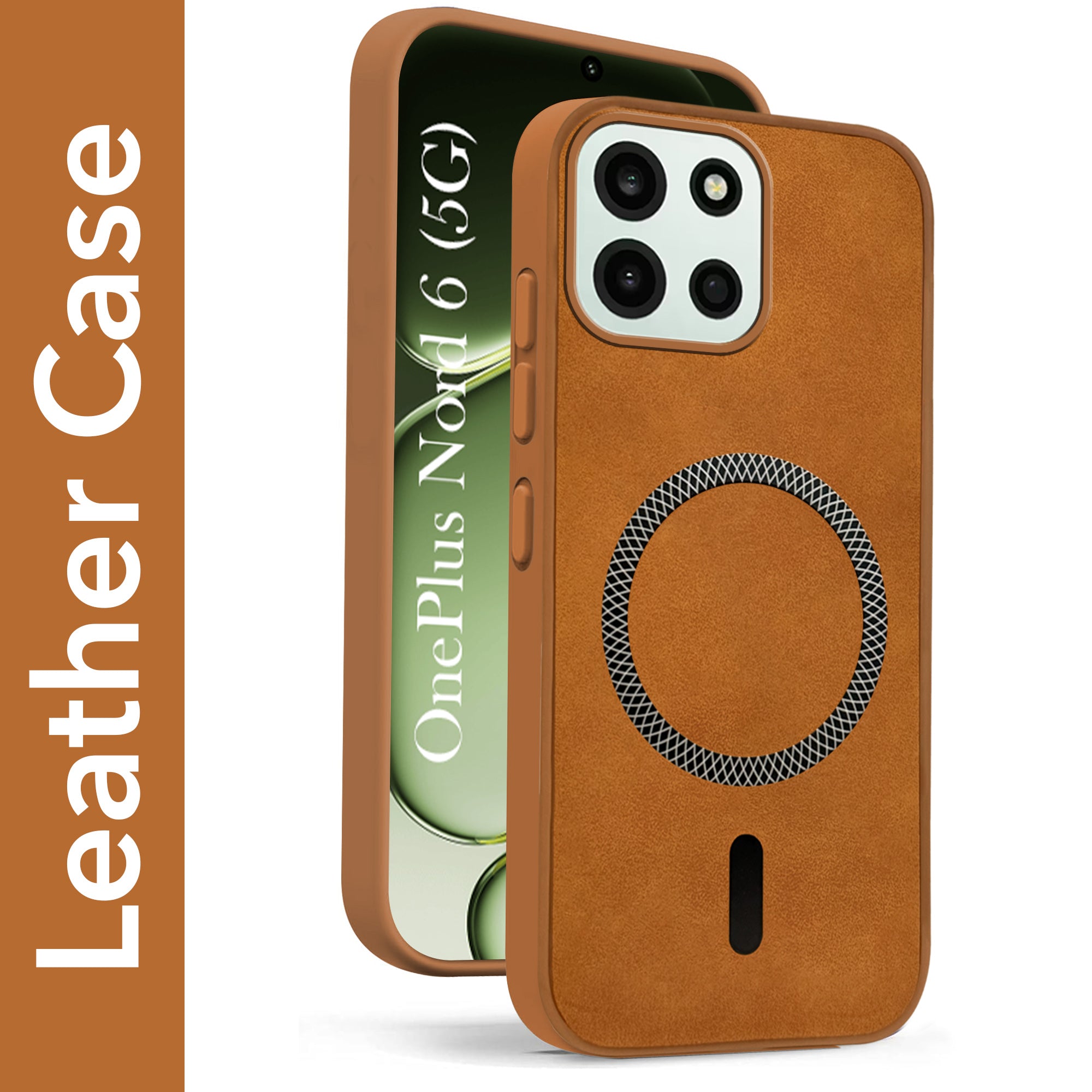 For OnePlus Nord 6 Back Cover Case Leather Finish (MagSafe Compatible Wireless Charging | Soft Touch | Camera Bump Protection)