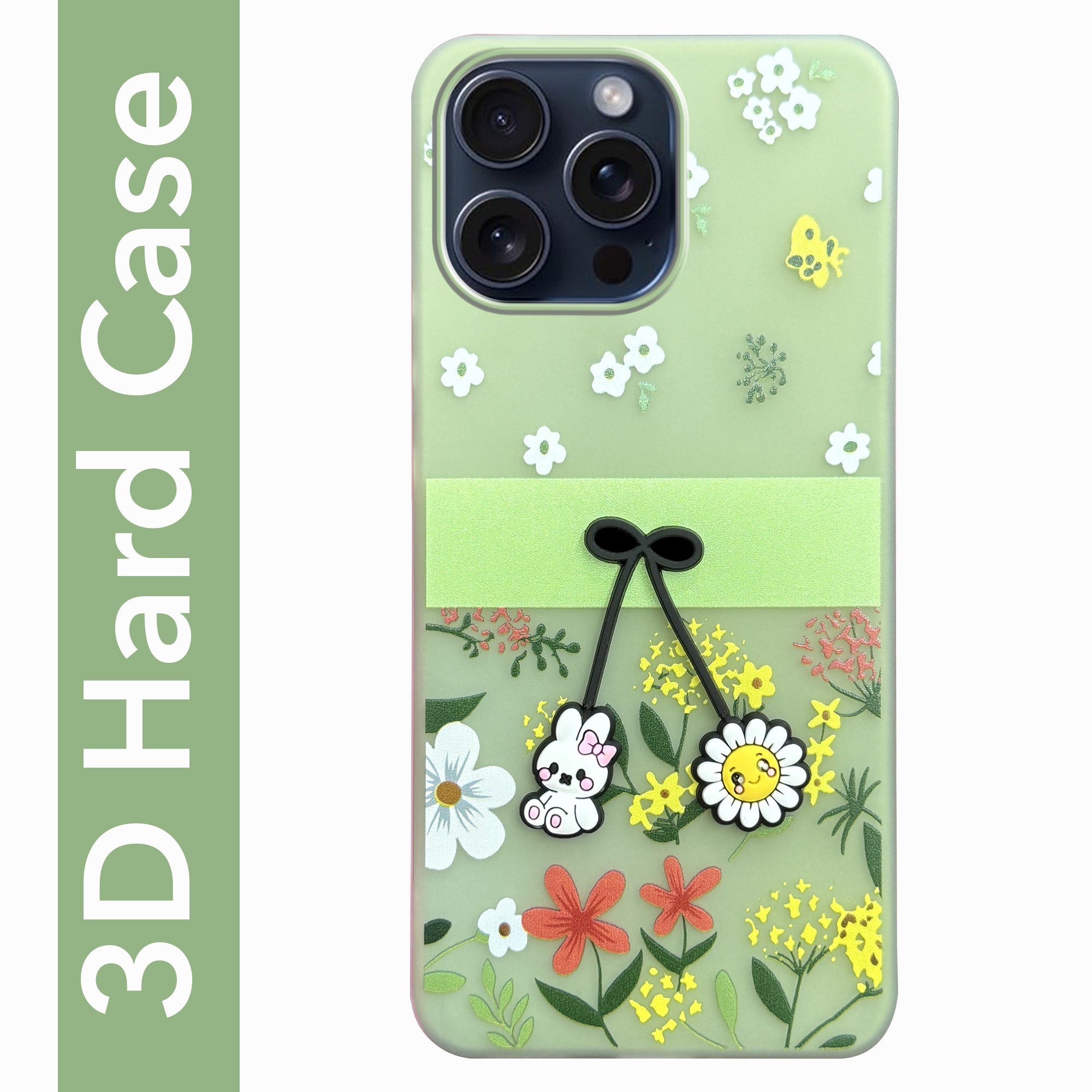 For Apple iPhone 15 Pro Max Back Cover Case (3D Cute Cartoons | Hard Back Side Soft | Matte Premium Finish | HD Printing)