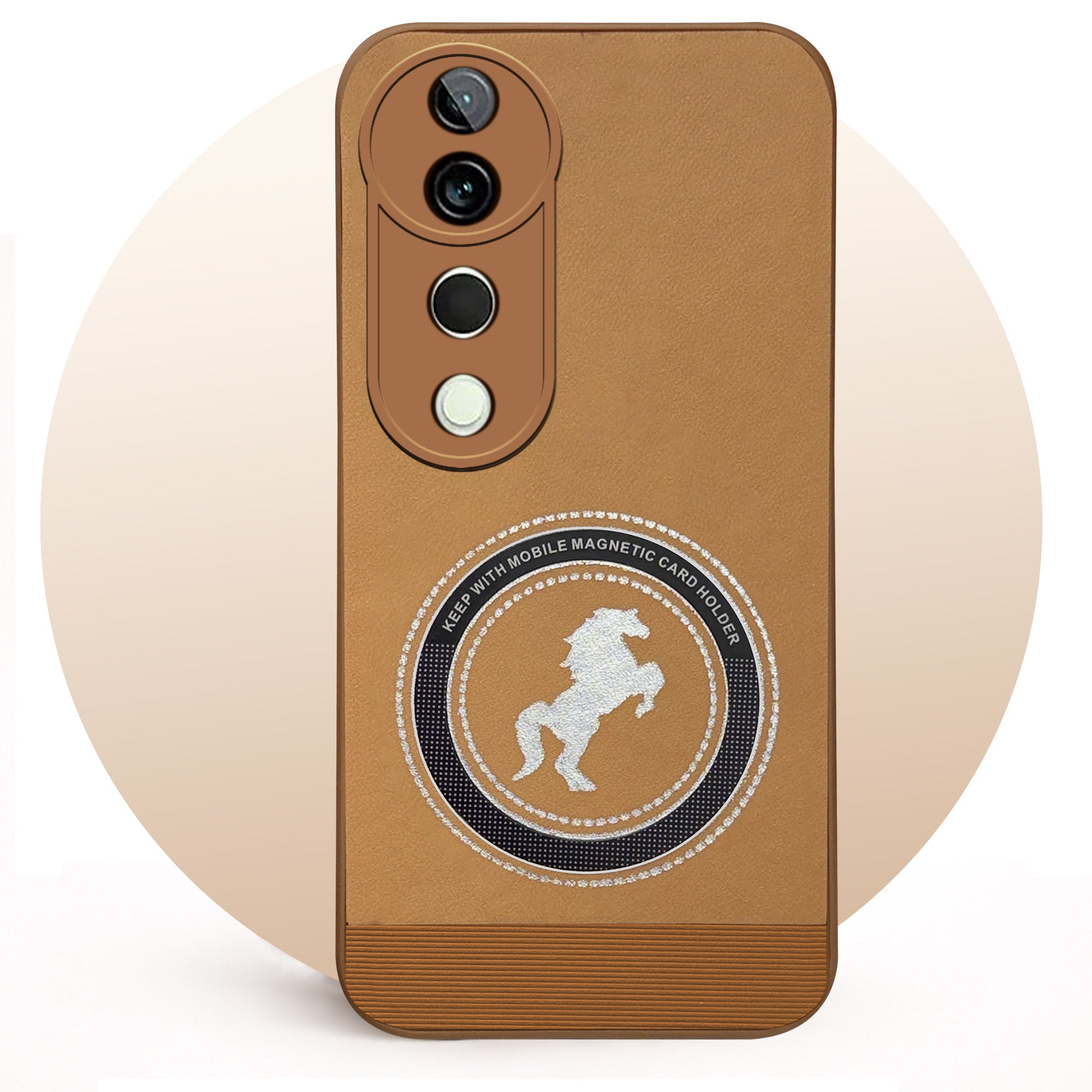 For Vivo T3 Ultra Back Cover Case PU Leather Finish Back Cover Case (Professional Minimalist Texture | MagSafe Compatile | Camera Protection | Sleek Sober Formal)