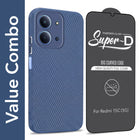 For Redmi 15C Combo with Back Cover and 9H Tempered Glass (Liquid Silicone | Camera Protection | Oleophobic Coating Screen Glass)