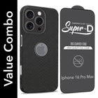 For Apple iPhone 16 Pro Max Combo with Back Cover and 9H Tempered Glass (Liquid Silicone | Camera Protection | Oleophobic Coating Screen Glass)