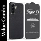 For Samsung Galaxy A56 Combo with Back Cover and 9H Tempered Glass (Textured Grip Design | Micro-Fiber Cloth Inside | Oleophobic Coating Screen Glass)