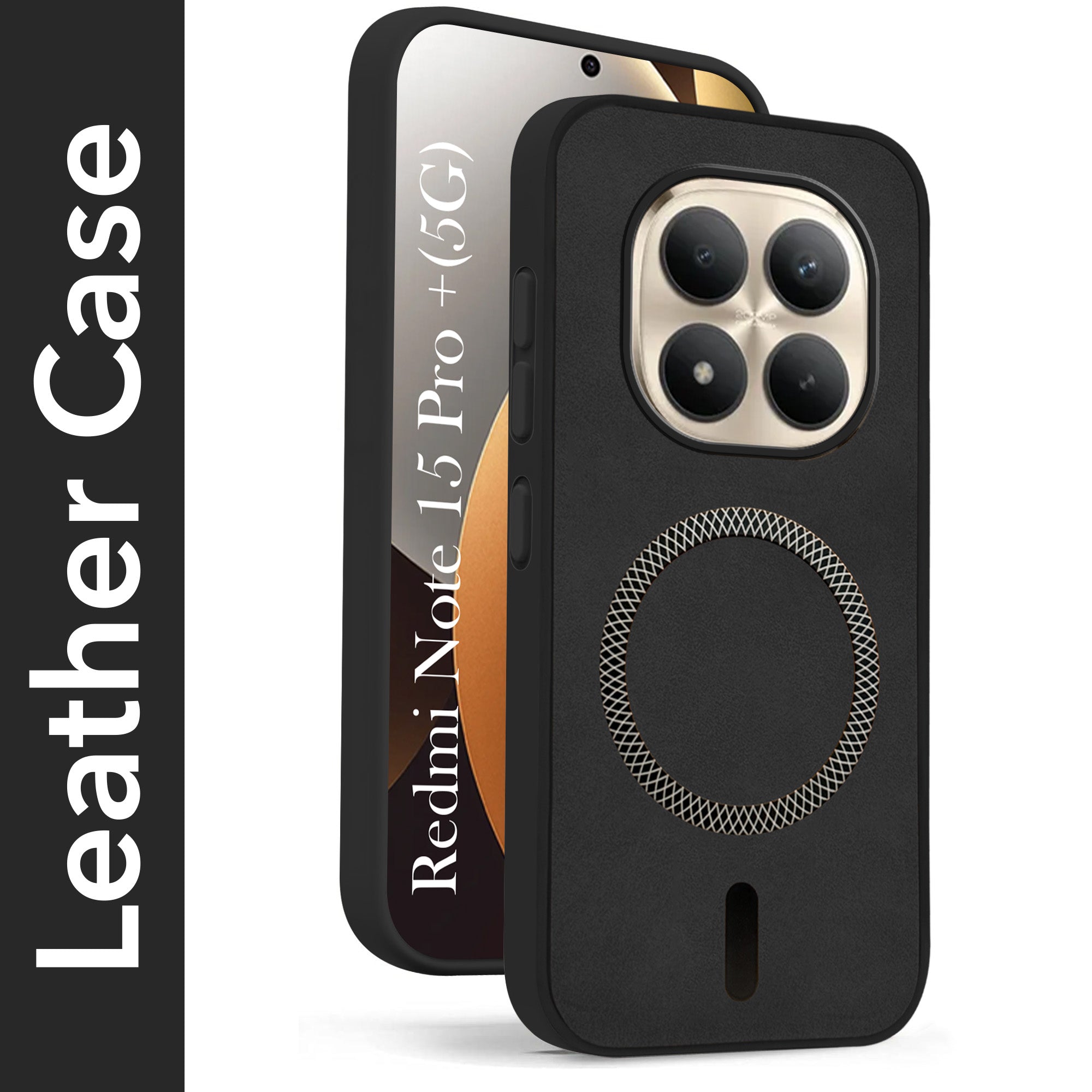 For Xiaomi Redmi Note 15 Pro Plus 5G Back Cover Case Leather Finish (MagSafe Compatible Wireless Charging | Soft Touch | Camera Bump Protection)