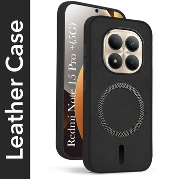 For Xiaomi Redmi Note 15 Pro Plus 5G Back Cover Case Leather Finish (MagSafe Compatible Wireless Charging | Soft Touch | Camera Bump Protection)