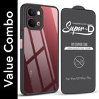 For Vivo Y51 Pro 5G | Vivo T5x Combo with Back Cover and 9H Tempered Glass (Lifetime Anti-Yellow | Crystal Clear Shockproof | Oleophobic Coating Screen Glass)