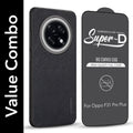 For Oppo F31 Pro Plus Combo with Back Cover and 9H Tempered Glass (Textured Grip Design | Micro-Fiber Cloth Inside | Oleophobic Coating Screen Glass)