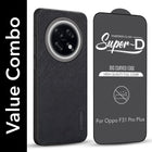 For Oppo F31 Pro Plus Combo with Back Cover and 9H Tempered Glass (Textured Grip Design | Micro-Fiber Cloth Inside | Oleophobic Coating Screen Glass)