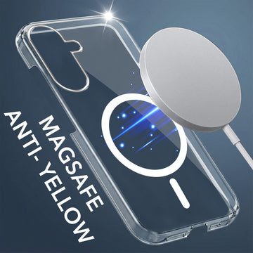 For Samsung Galaxy A37 5G Back Cover Case Lifetime Anti-Yellow MagSafe Compatible Clear (Sleek Hard Crystal | Shockproof and Camera Protection)