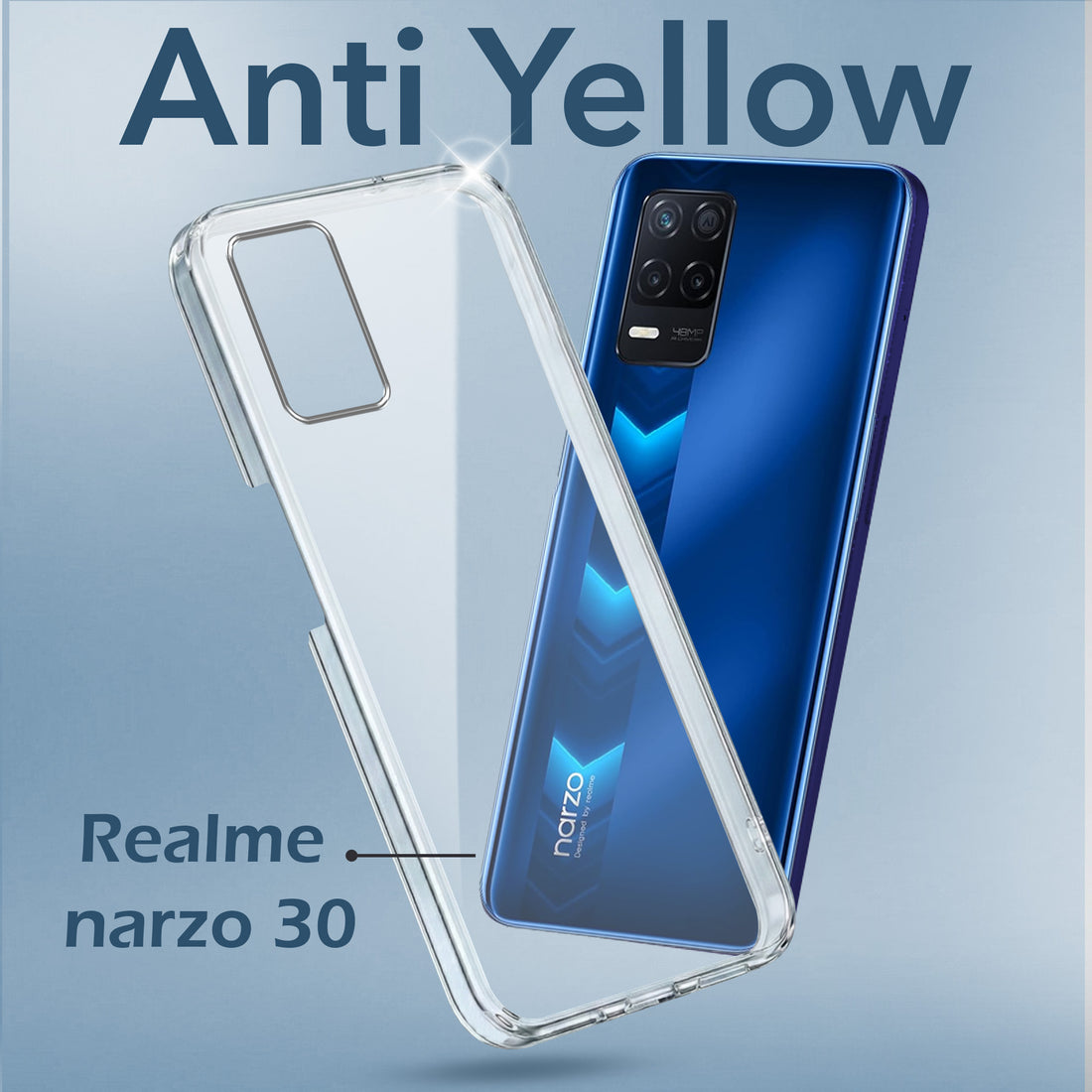 For Realme Narzo 30 5G Back Cover Case (Hard Anti Yellow Clear Case | Sleek Hard Crystal Clear | Drop & Camera Protection | Shockproof Polycarbonate)