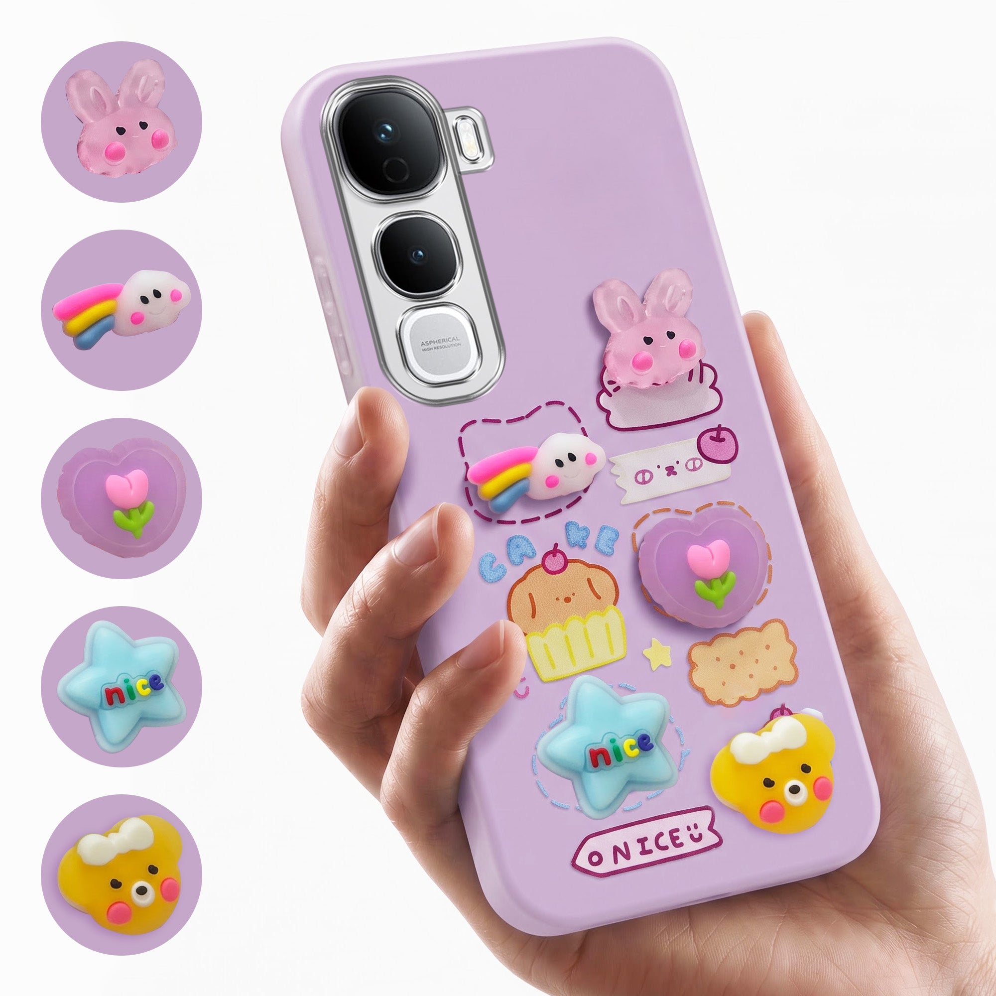 For Vivo Y400 Pro Back Cover Case (Cute 3D cartoon charms design | Slim Aesthetic Case for Girls | Camera Protection | Hard Unbreakable)