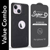 For Apple iPhone 14 Combo with Back Cover and 9H Tempered Glass (Textured Grip Design | Micro-Fiber Cloth Inside | Oleophobic Coating Screen Glass)