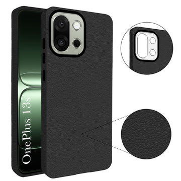 For OnePlus 13S Back Cover Case (Glass Like Camera Protection | Leather Feel | Minimalist Professional Grip)