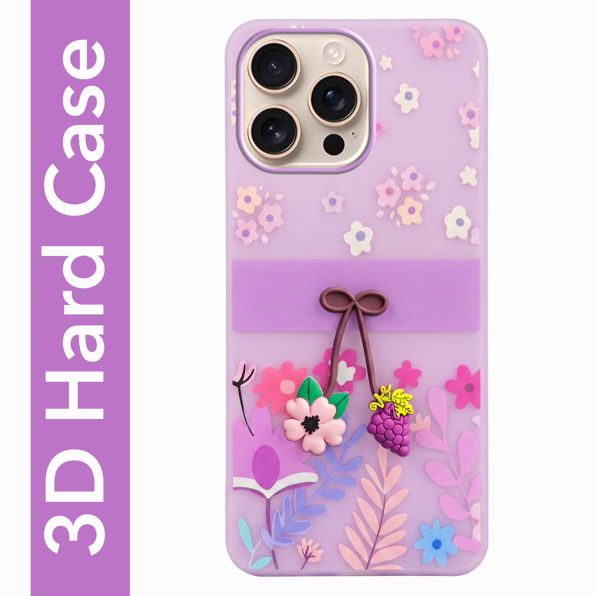 For iPhone 16 Pro Max Back Cover Case (3D Cute Cartoons | Hard Back Side Soft | Matte Premium Finish | HD Printing)
