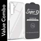 For Samsung Galaxy A55 5G Combo with Back Cover and 9H Tempered Glass (Lifetime Anti-Yellow | Sleek Hard Crystal | Oleophobic Coating Screen Glass)