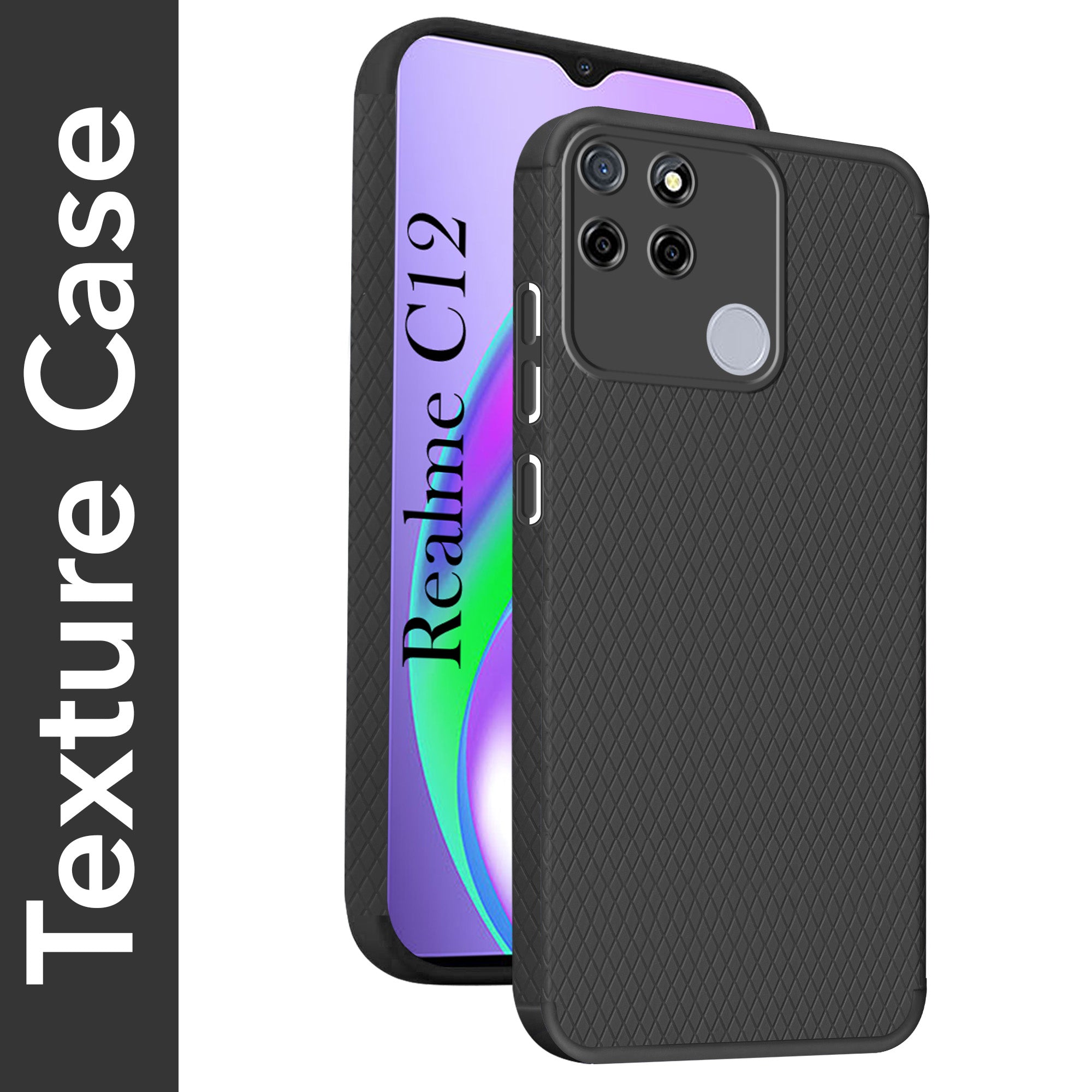 For Realme C12 Back Cover Case Liquid Silicone (Camera Protection | Side Grip Texture | Soft and Flexible)