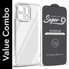For Oppo Reno14 5G | Oppo Reno 14 5G Combo with Back Cover and 9H Tempered Glass (Lifetime Anti-Yellow | Sleek Hard Crystal | Oleophobic Coating Screen Glass)