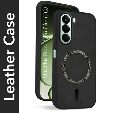 For OnePlus Nord CE 6 Lite Back Cover Case Leather Finish (MagSafe Compatible Wireless Charging | Soft Touch | Camera Bump Protection)