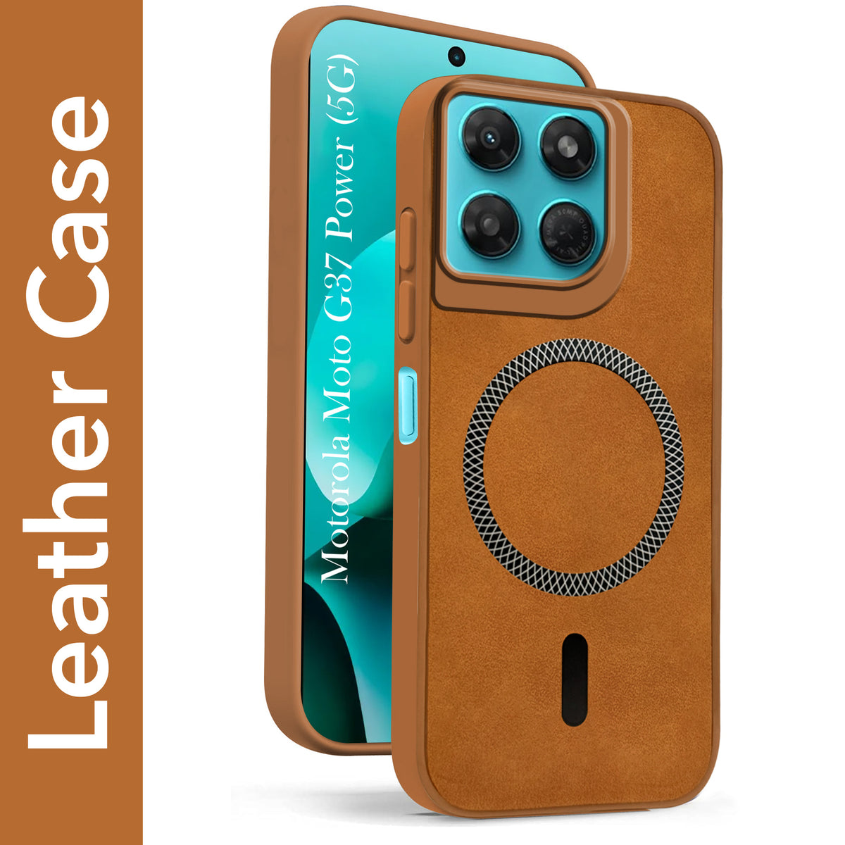 For Motorola Moto G37 Power Back Cover Case Leather Finish (MagSafe Compatible Wireless Charging | Soft Touch | Camera Bump Protection)