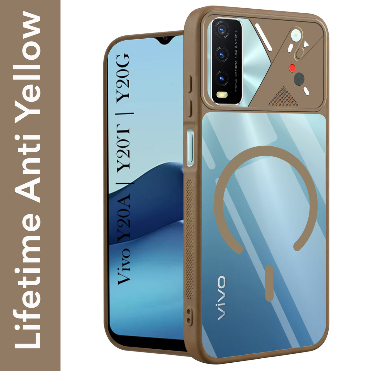 For Vivo Y20A | Y20T | Y20G Back Cover Case Lifetime Anti-Yellow Clear (Camera Protection | Side Grip | Wireless MagSafe Compatible)