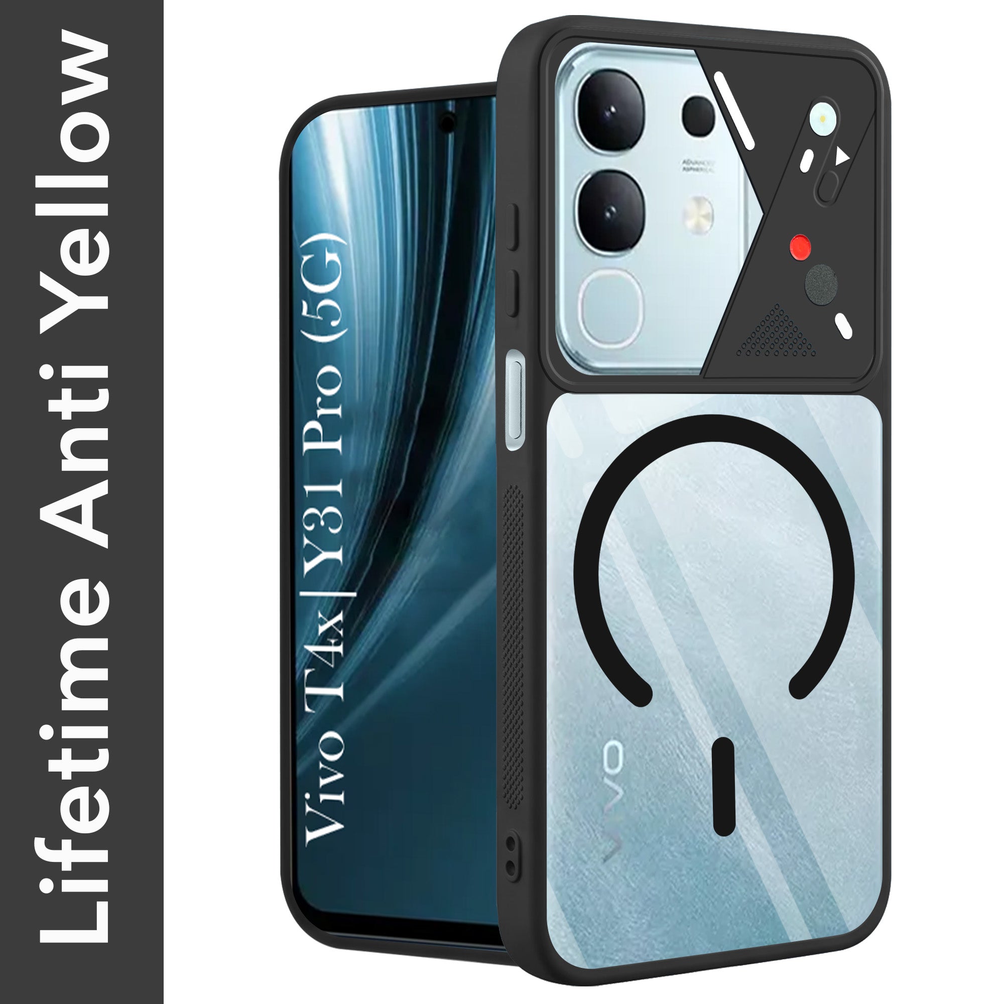 For Vivo T4x | Vivo Y31 Pro Back Cover Case Lifetime Anti-Yellow Clear (Camera Protection | Side Grip | Wireless MagSafe Compatible)