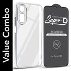 For Poco C81 5G Combo with Back Cover and 9H Tempered Glass (Lifetime Anti-Yellow | Sleek Hard Crystal | Oleophobic Coating Screen Glass)