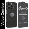 For Apple iPhone 16 Pro Combo with Back Cover and 9H Tempered Glass (Liquid Silicone | Camera Protection | Oleophobic Coating Screen Glass)