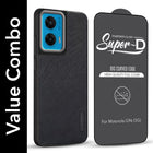 For Motorola Moto G96 Combo with Back Cover and 9H Tempered Glass (Textured Grip Design | Micro-Fiber Cloth Inside | Oleophobic Coating Screen Glass)
