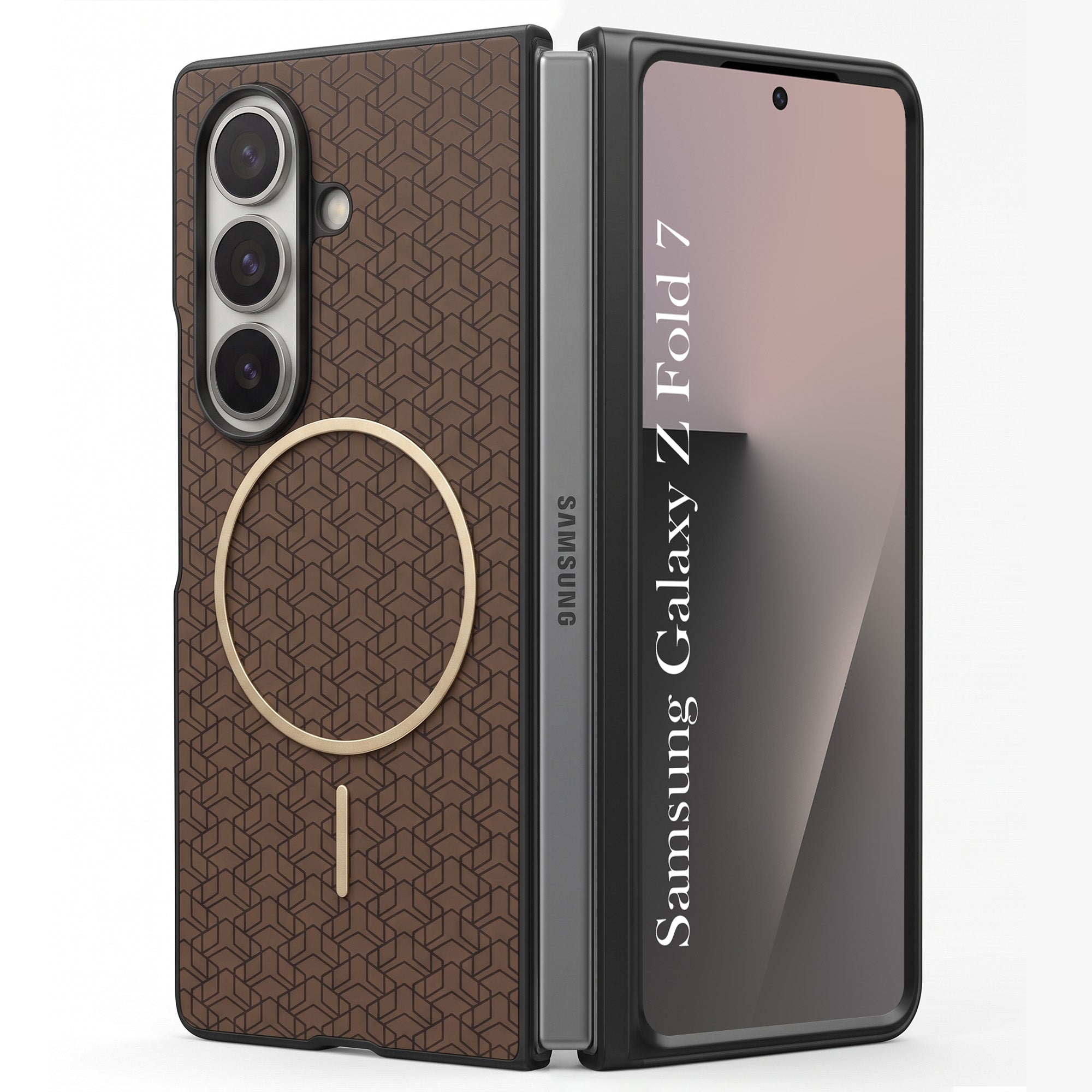 For Samsung Galaxy Z Fold 7 Back Cover Case Leather Finish (MagSafe Wireless Charging Compatible | Inside Microfiber Cloth)