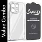 For Oppo Reno 16C 5G Combo with Back Cover and 9H Tempered Glass (Lifetime Anti-Yellow | Sleek Hard Crystal | Oleophobic Coating Screen Glass)