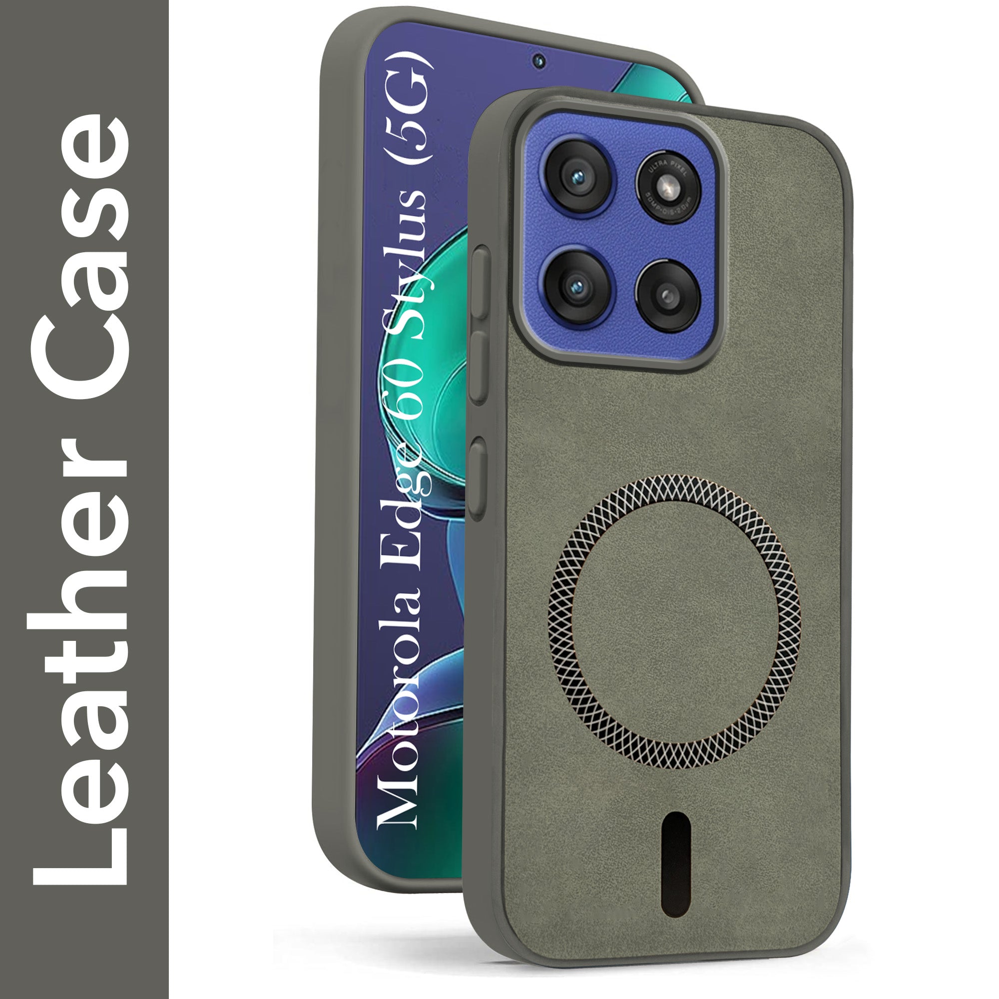 For Motorola Moto Edge 60 Stylus Back Cover Case Leather Finish (MagSafe Compatible Wireless Charging | Soft Touch | Camera Bump Protection)