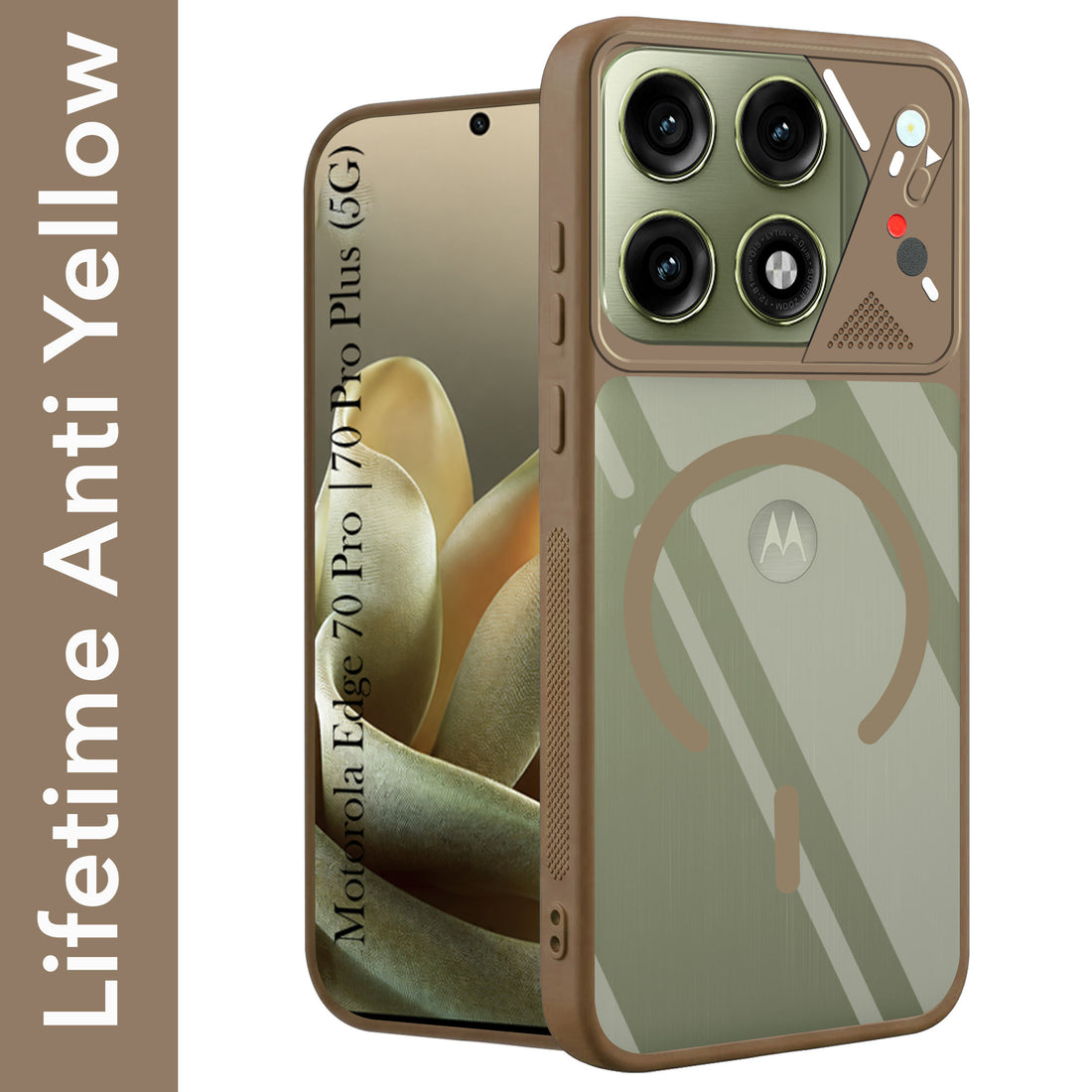 For Motorola Edge 70 Pro |  Motorola Edge 70 Pro Plus Back Cover Case Lifetime Anti-Yellow Clear (Camera Protection | Side Grip | Wireless MagSafe Compatible)
