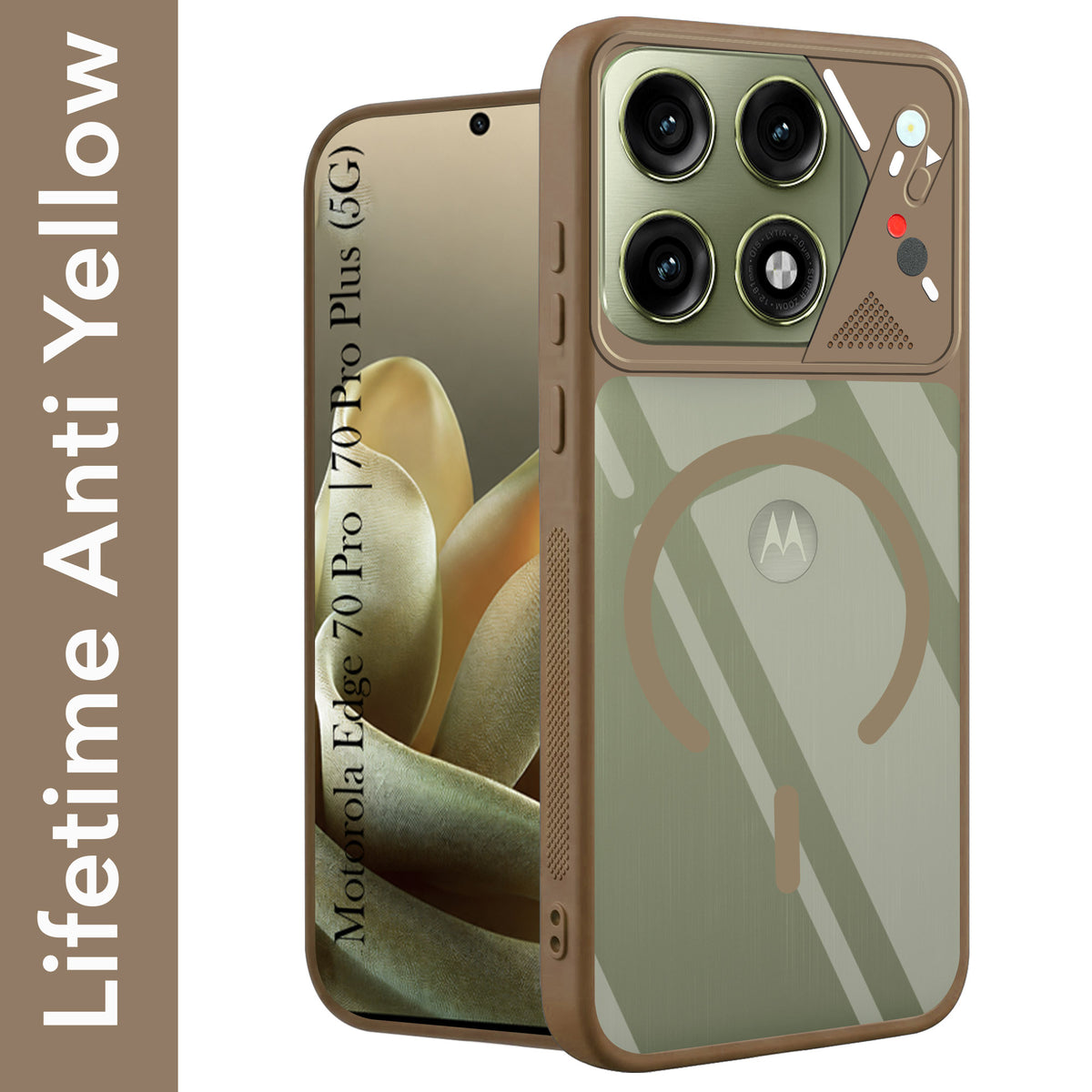 For Motorola Edge 70 Pro |  Motorola Edge 70 Pro Plus Back Cover Case Lifetime Anti-Yellow Clear (Camera Protection | Side Grip | Wireless MagSafe Compatible)