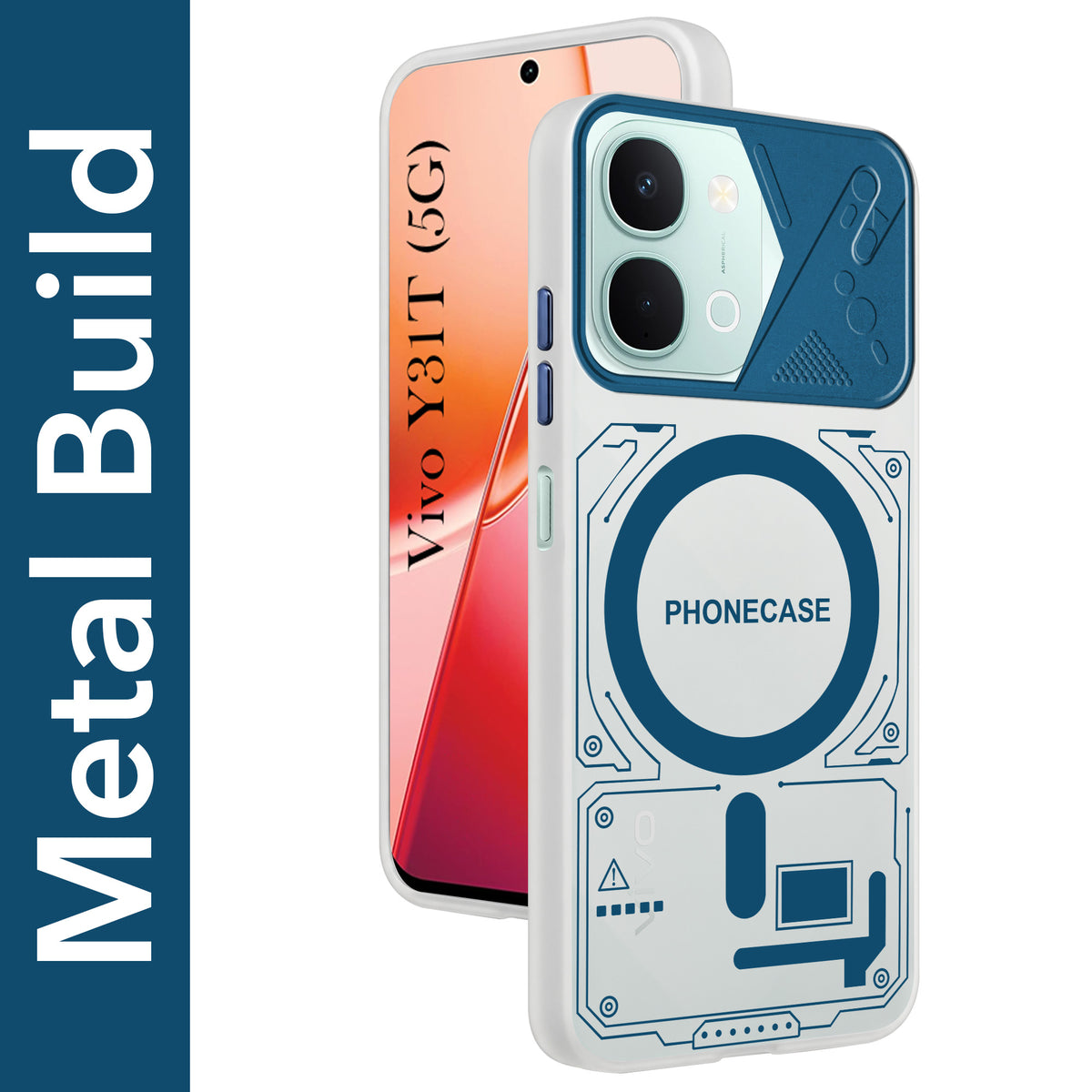 For Vivo Y31T 5G Metallic Back Cover Case (Metallic Camera Protection & Buttons | Translucent Milky Shade | Hard Polycarbonate)