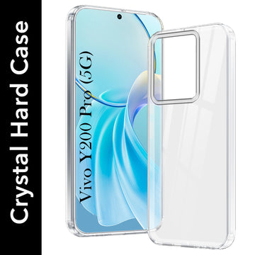 For Vivo Y200 Pro 5G Back Cover Case (Hybrid Crystal Panel with Side Soft PU | Camera Protection | HD Clear Shockproof)